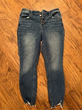 Maurices Dark Blue High-Rise Button-Fly Skinny Jeans